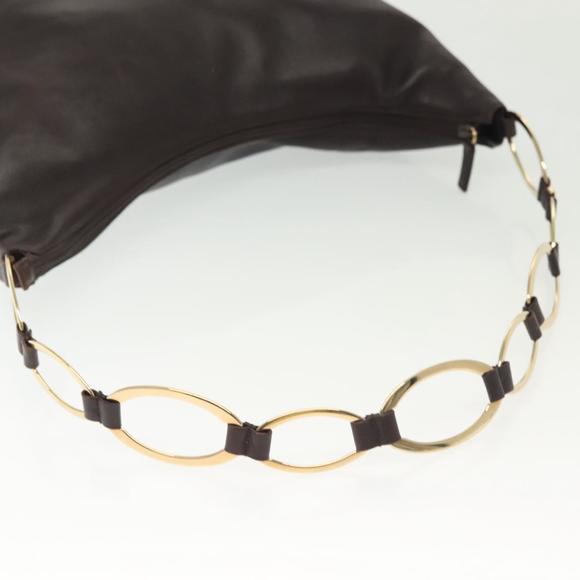 GUCCI Shoulder Bag Leather Brown Gold 001 1998 1805 Auth bs28648 - Picture 8 of 16